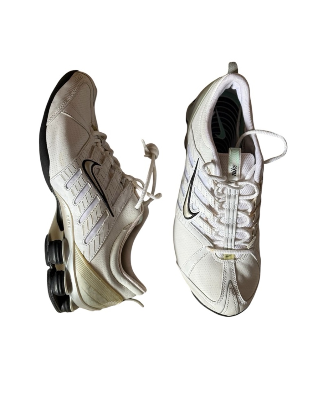 VINTAGE 2005 Nike Shox Women 7.5 White Black Athletic Sneakers Shoes Trainers